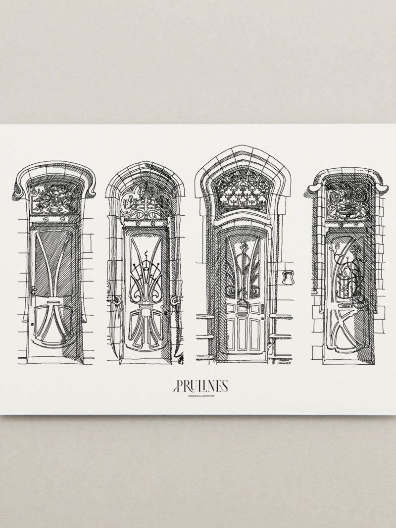 Carte Postale - Art nouveau - Portes horizontales