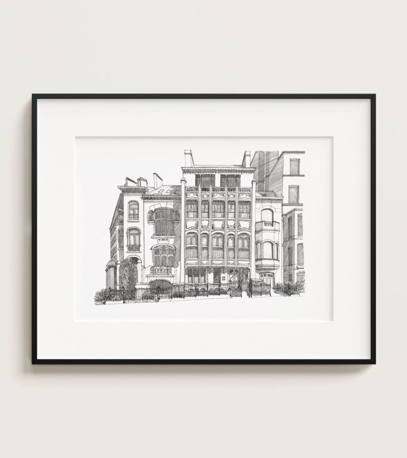 Illustration Architecture Art nouveau - Hôtel van Eetvelde - 70x50 cm