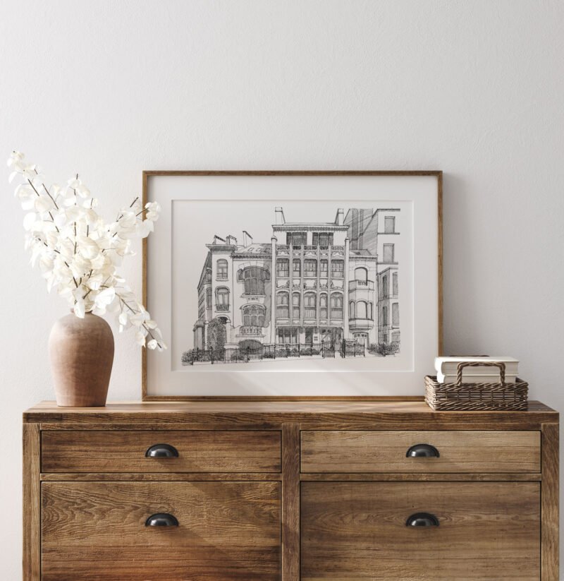 Illustration Architecture Art nouveau - Hôtel van Eetvelde - 70x50 cm
