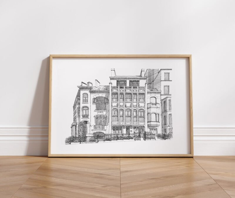 Illustration Architecture Art nouveau - Hôtel van Eetvelde - 70x50 cm