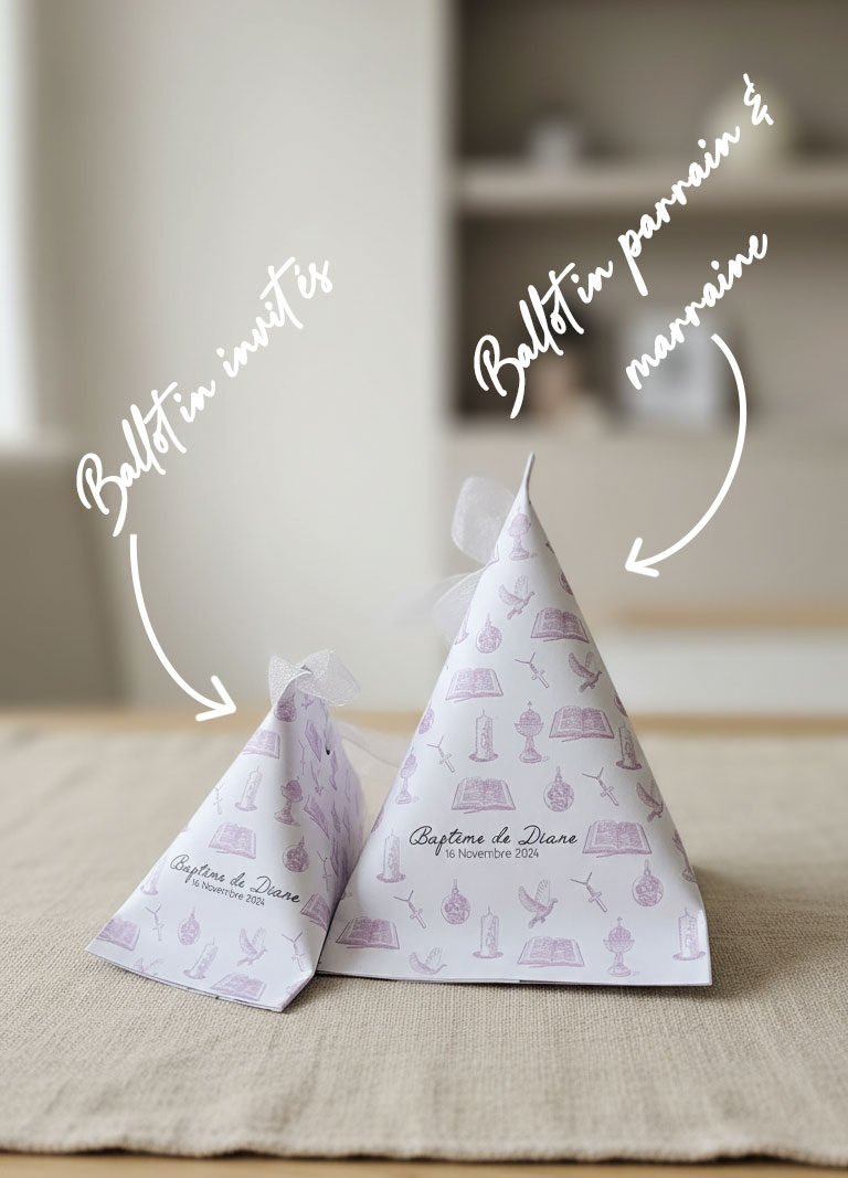 Grand ballotin de dragées personnalisé – Parrain & Marraine (lot de 2)