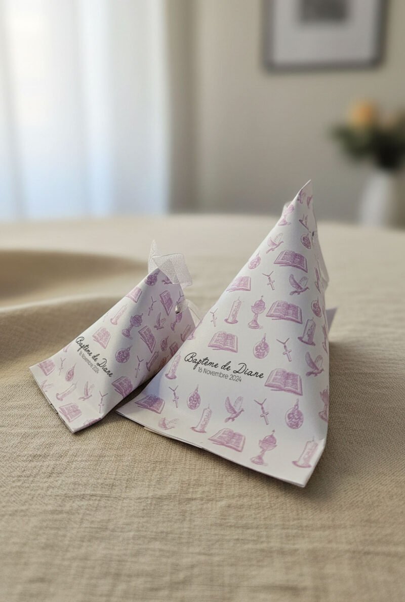 Grand ballotin de dragées personnalisé – Parrain & Marraine (lot de 2)