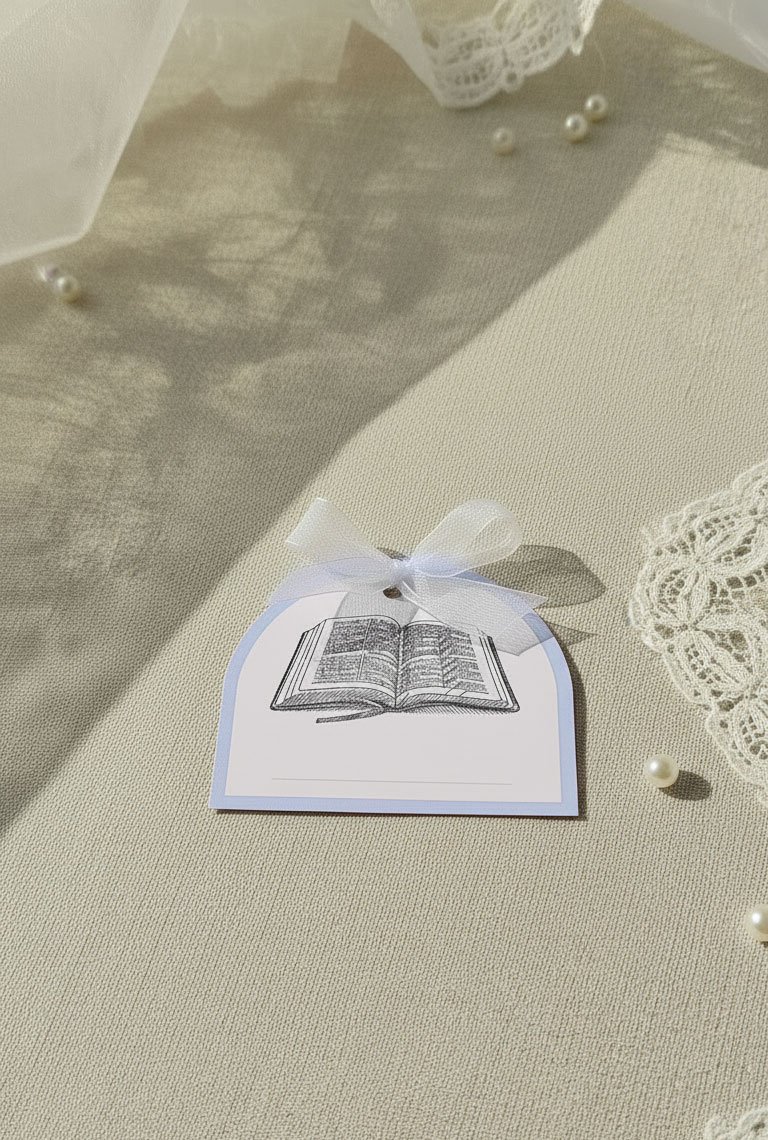 Marque-places de baptême illustrés (Lot de 6)