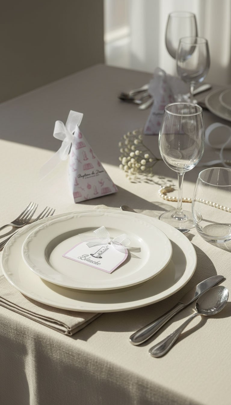 Marque-places de baptême illustrés (Lot de 6)