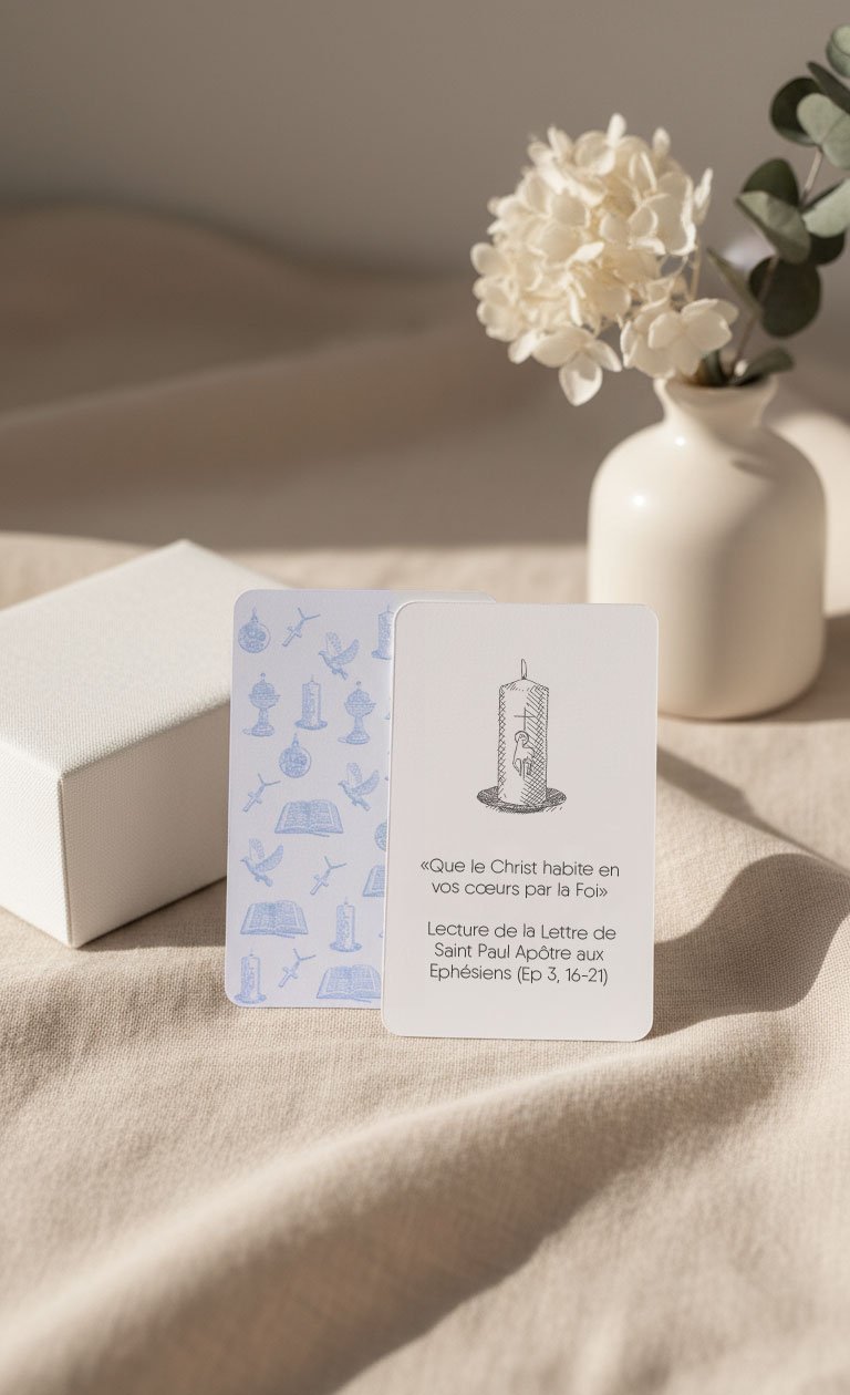 Cartes prière de baptême illustrées (Lot de 6)