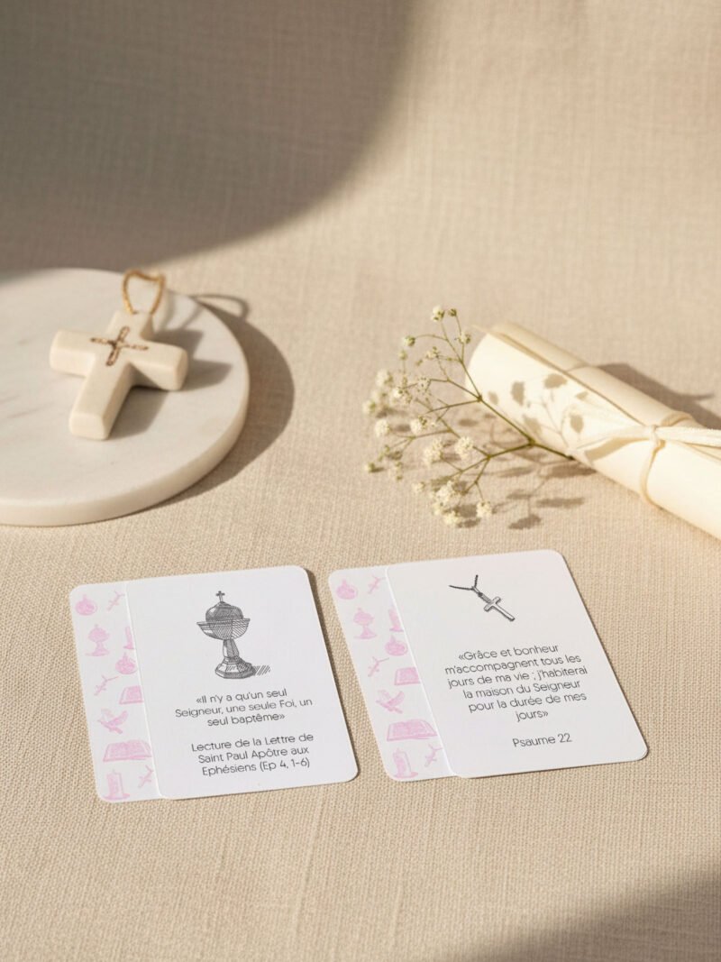 Cartes prière de baptême illustrées (Lot de 6)