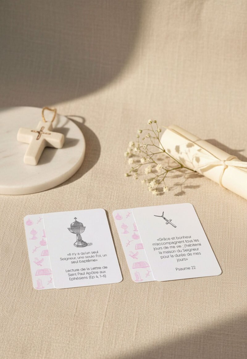 Cartes prière de baptême illustrées (Lot de 6)