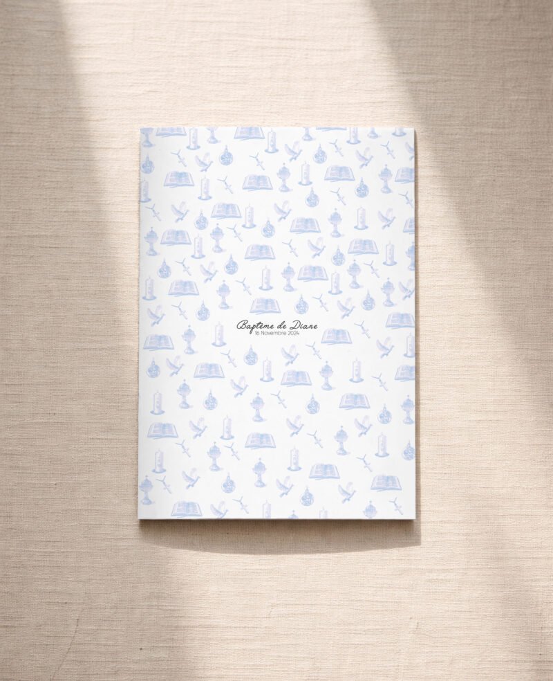 Couverture de livret de messe baptême personnalisée