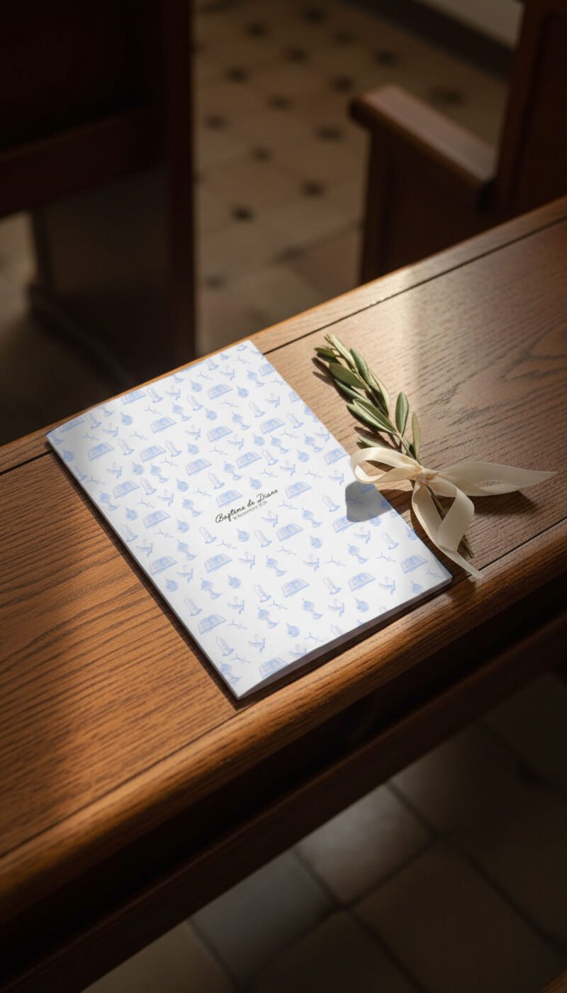 Couverture de livret de messe baptême personnalisée