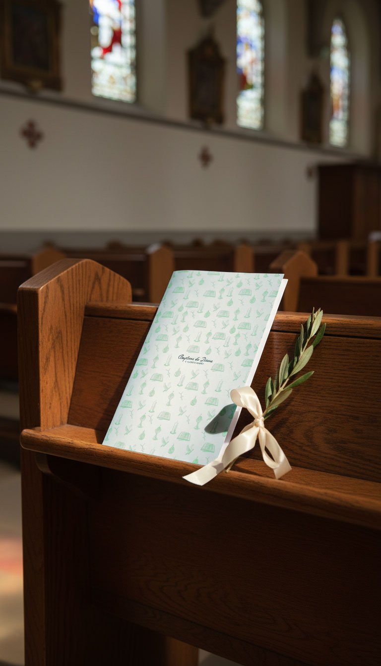 Couverture de livret de messe baptême personnalisée