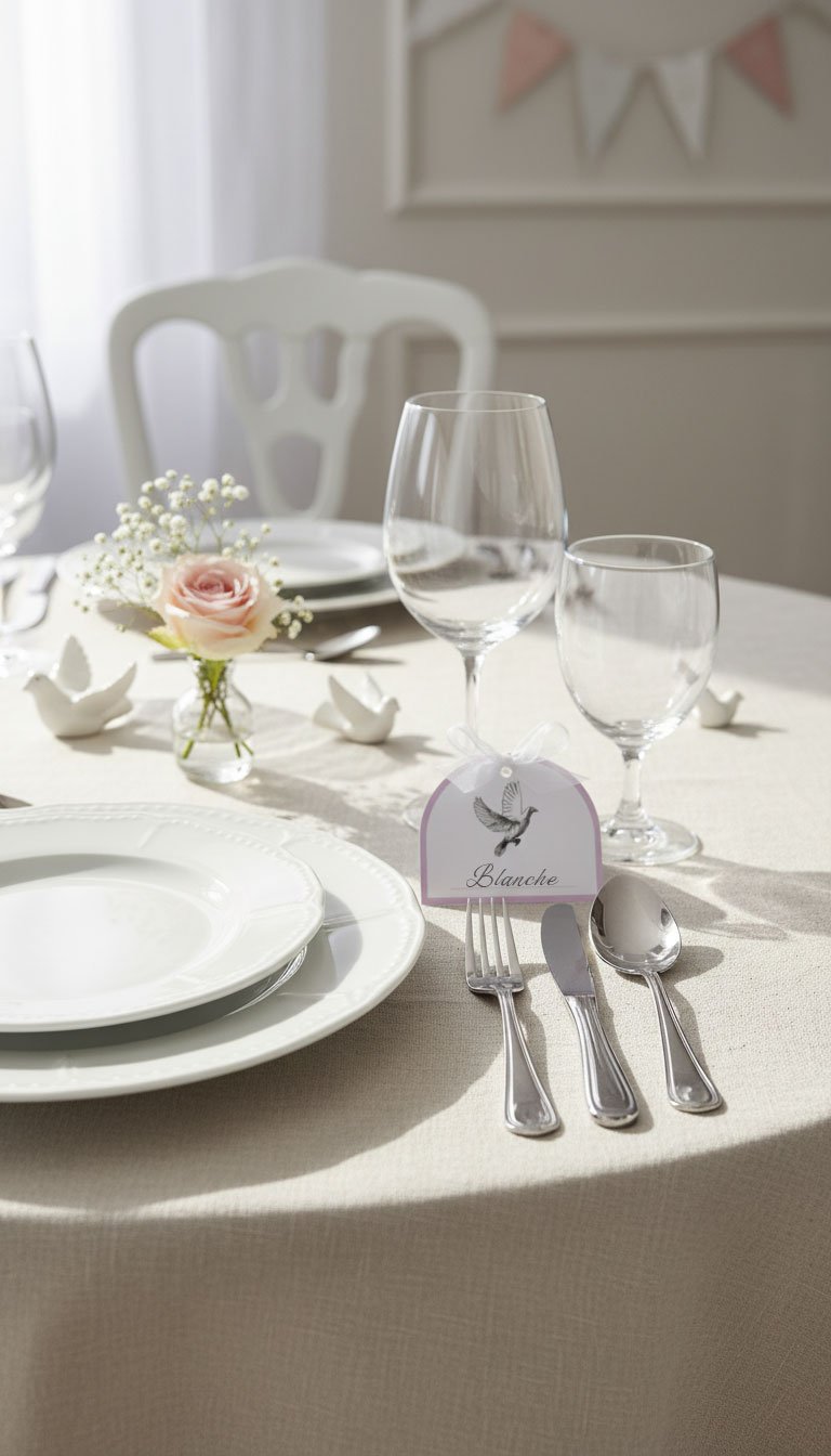 Marque-places de baptême illustrés (Lot de 6)