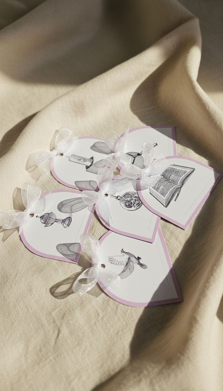 Marque-places de baptême illustrés (Lot de 6)