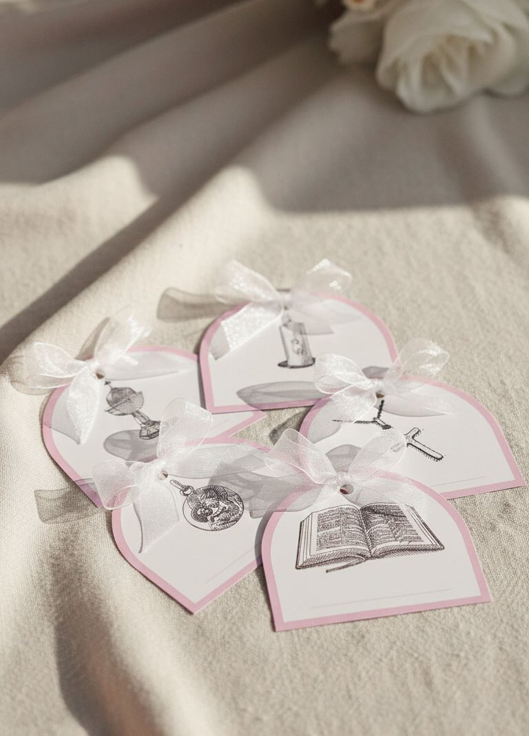 Marque-places de baptême illustrés (Lot de 6)