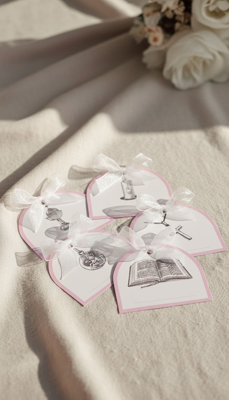 Marque-places de baptême illustrés (Lot de 6)