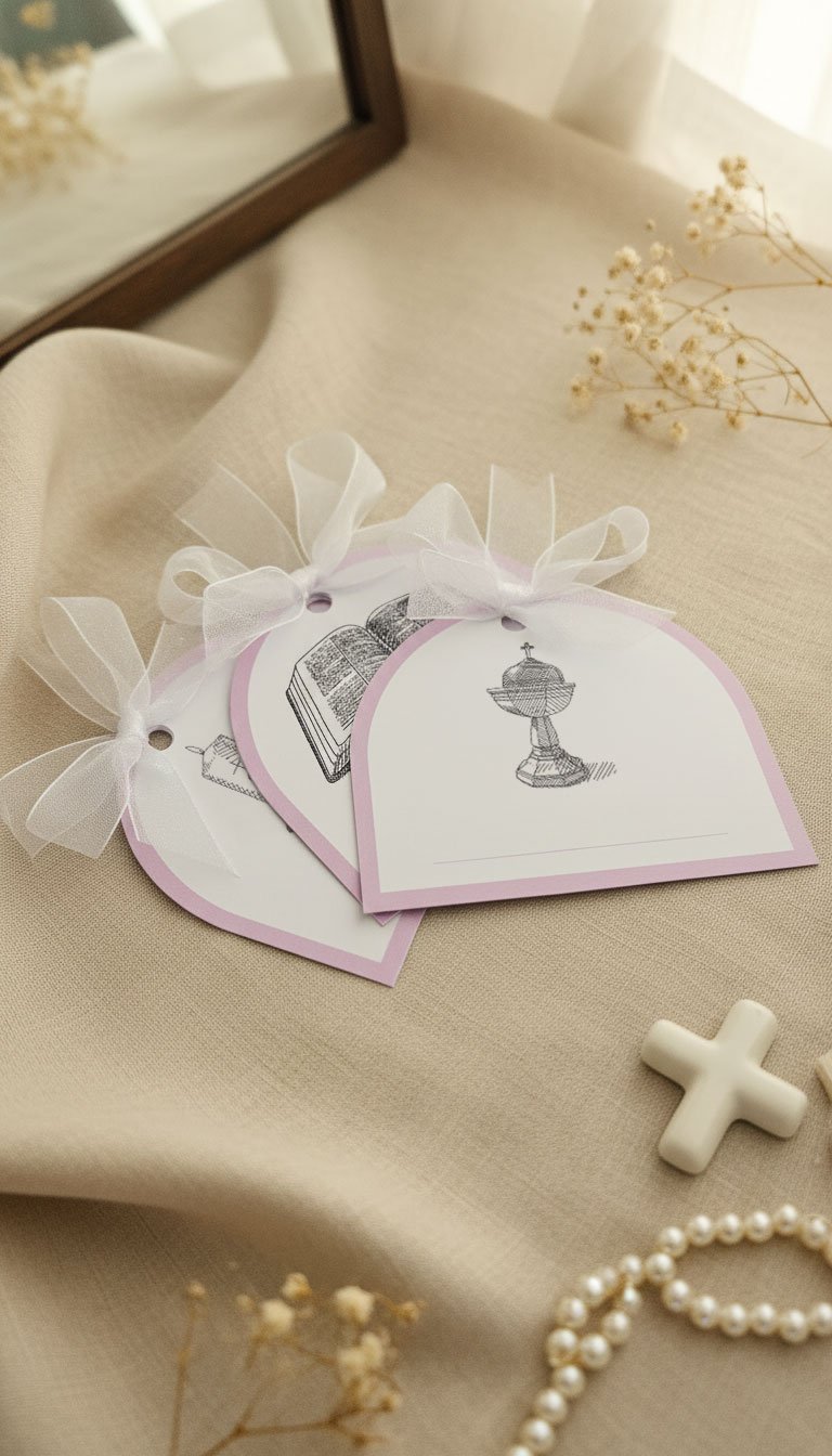 Marque-places de baptême illustrés (Lot de 6)